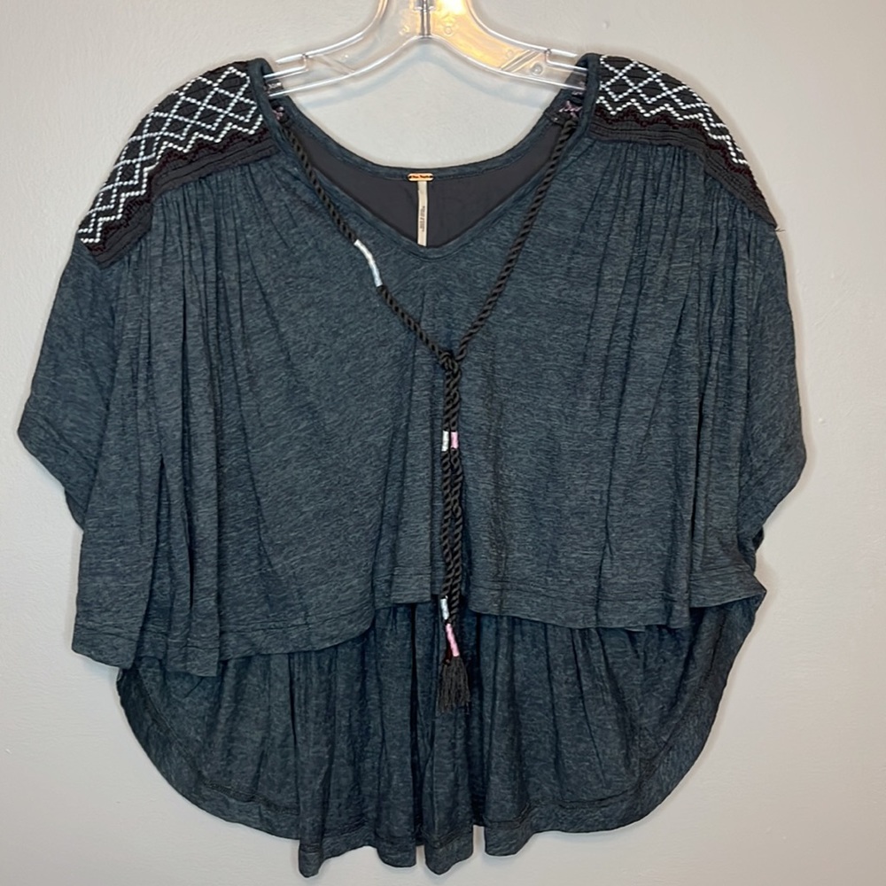 NWOT Free People Market Embroidered Boho V-Neck Top Tee new - Picture 5 of 9